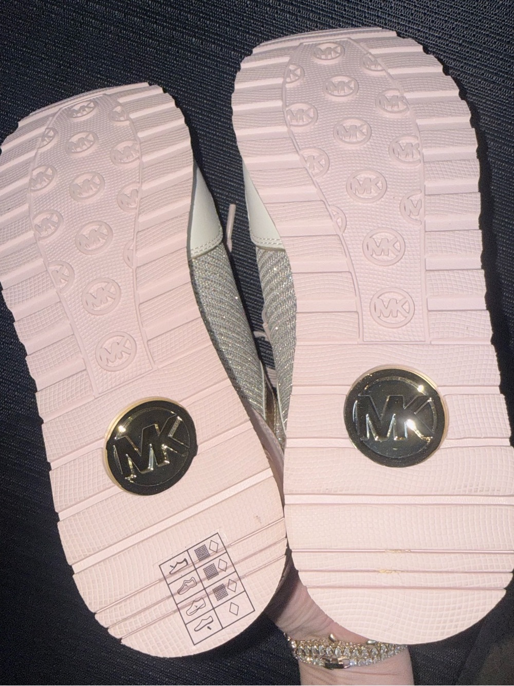 Michael Kors Pink and Silver Knit Lace-Up Sneakers Size 10 - Picture 8 of 9